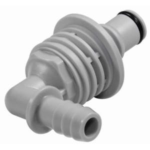 3/8" ID In-Line Hose Barb NS4 Series Polypropylene Non-Spill Panel Mount Elbow Insert (Body Sold Separately)