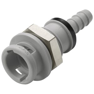 1/4" Hose Barb NS212 Series Non-Spill Polypropylene Valved Panel Mount Coupling Body (Insert Sold Separately)