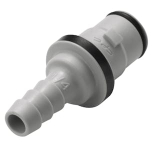 1/4" In-Line Hose Barb NS212 Series Non-Spill Polypropylene Valved Coupling Insert (Body Sold Separately)