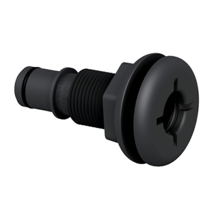 1/2-Inch PVC Bulkhead Fitting with Barbed Insert Fitting - Socket. 1-1/8  Hole