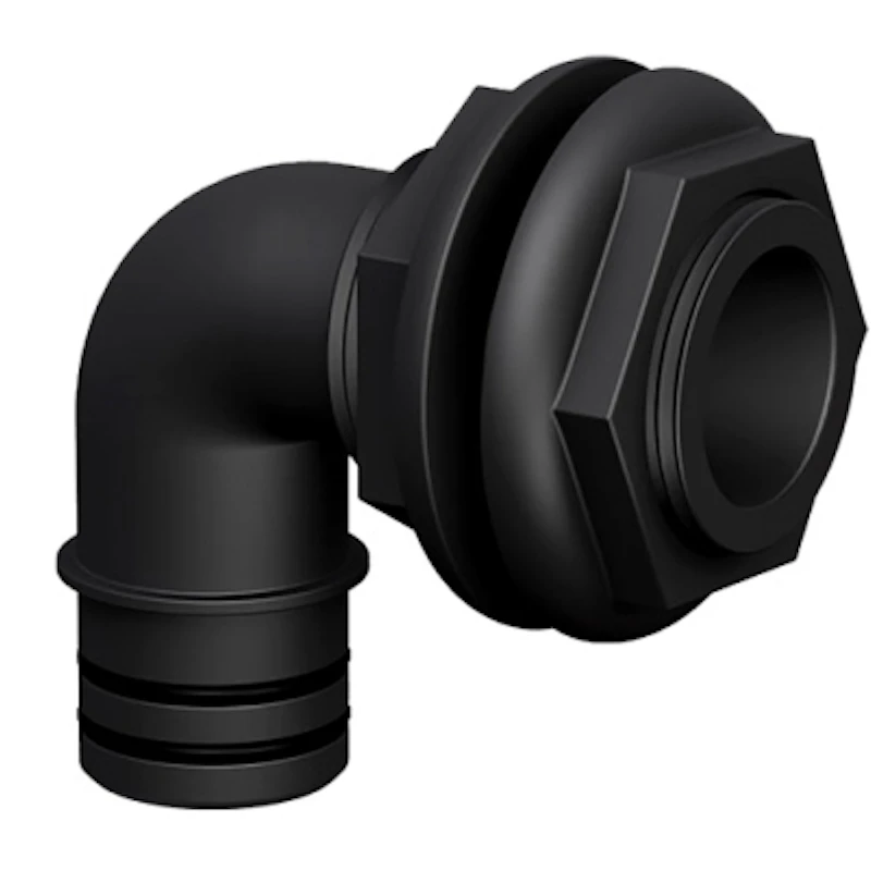 1-1/8" Black Qwik-Lok® Elbow Bulkhead with Double Nut