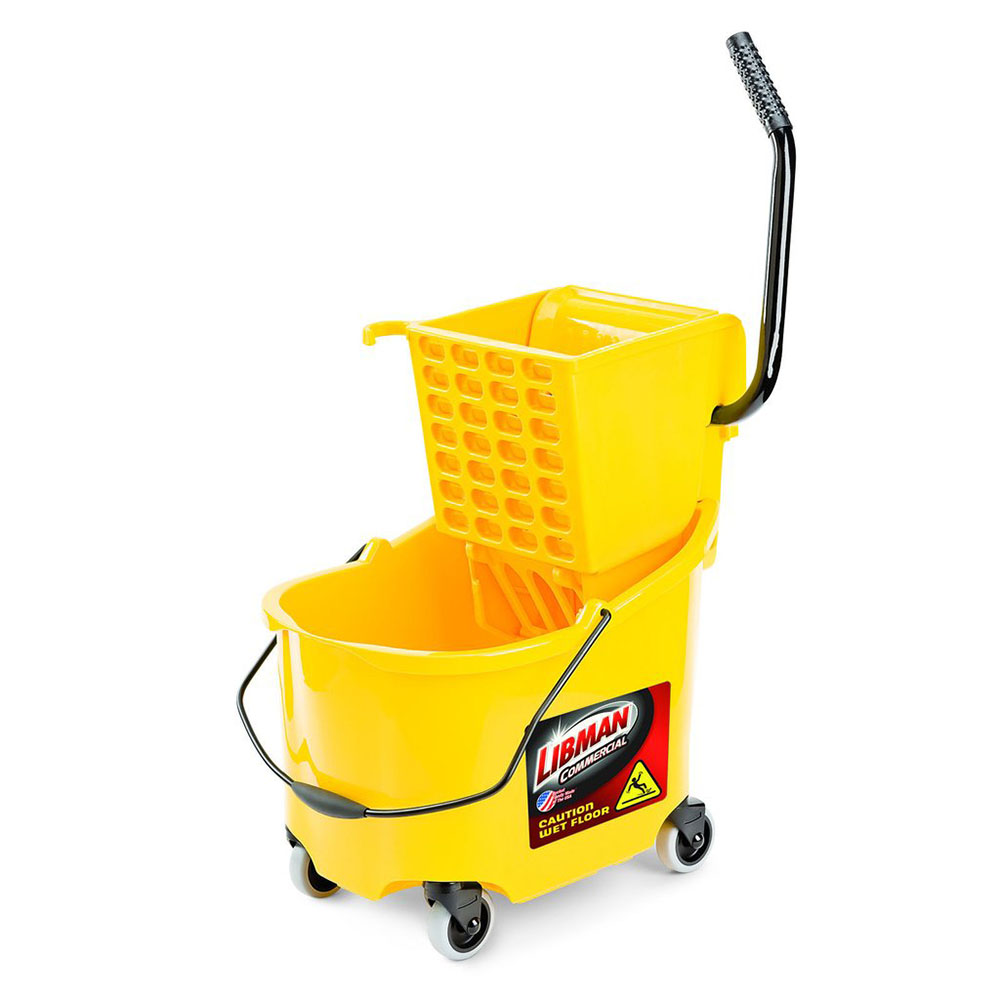 bobup 32 Quart Yellow Libman Mop Bucket with Side Press Wringer | U.S.