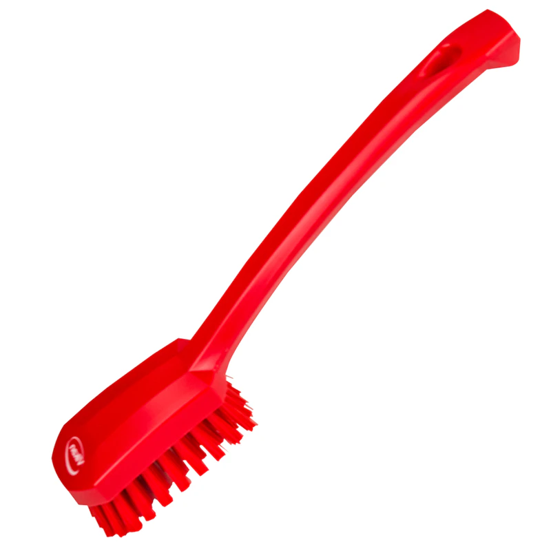 Red Polypropylene Vikan® Small Utility Hand Brush with Stiff Polyester Bristles