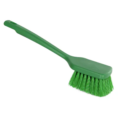 Green Polypropylene Vikan® ColorCore Economy Scrub Brush with Stiff Polypropylene Bristles & 11.8" Short Handle