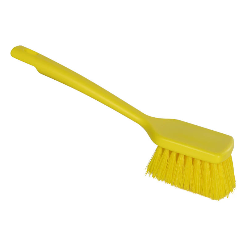 Yellow Polypropylene Vikan® ColorCore Economy Scrub Brush with Stiff Polypropylene Bristles & 11.8" Short Handle
