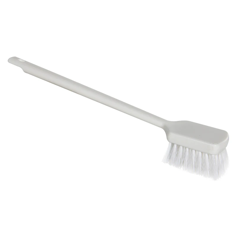 White Polypropylene Vikan® ColorCore Economy Scrub Brush with Stiff Polypropylene Bristles & 19.9" Long Handle