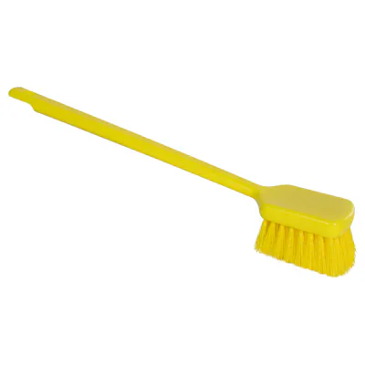 Yellow Polypropylene Vikan® ColorCore Economy Scrub Brush with Stiff Polypropylene Bristles & 19.9" Long Handle