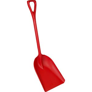 Remco® Red Hygienic One-Piece Polypropylene Shovel - 13.6" L x 6.3" W x 47.5" Hgt.