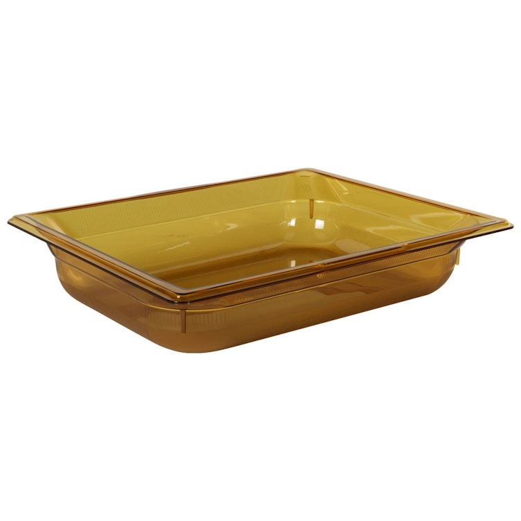 3.9 Quart Amber Polycarbonate High Temperature 1/2 Food Pan