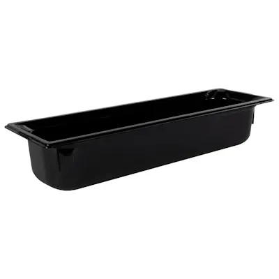 5.7 Quart Black Polycarbonate High Temperature 1/2 Long Food Pan
