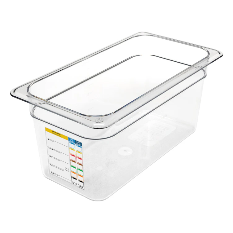 5 Quart StorPlus™ PermaLabel™ 1/3 Size 6" Clear Polycarbonate Food Pan (Lids sold separately)