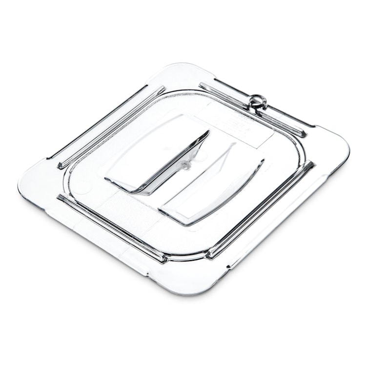 StorPlus™ PermaLabel™ 1/6 Size Clear Polycarbonate Food Pan Lid with Molded Handle