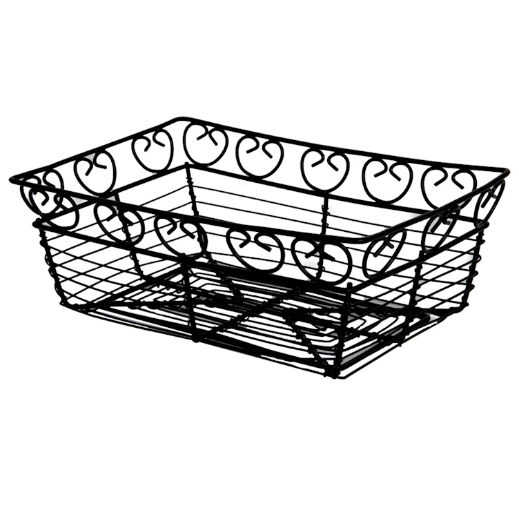 9" L x 5-7/8" W x 3" Hgt. Rectangular Black Wire Food Serving Basket - Case of 24