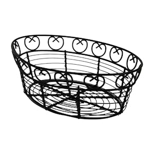 10" L x 6-1/2" W x 3" Hgt. Oval Black Wire Food Serving Basket - Case of 24