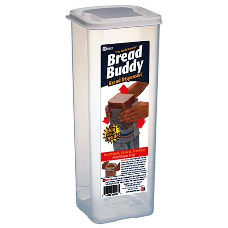 Buddeez Sandwich Size Bread Buddy Dispenser, Plastic Bread Box Storage  Container 13.5 x 5 x 5 inches, Clear 
