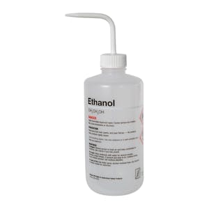 500mL Ethanol Nalgene™ Right-to-Understand LDPE Wash Bottle with White Dispensing Nozzle