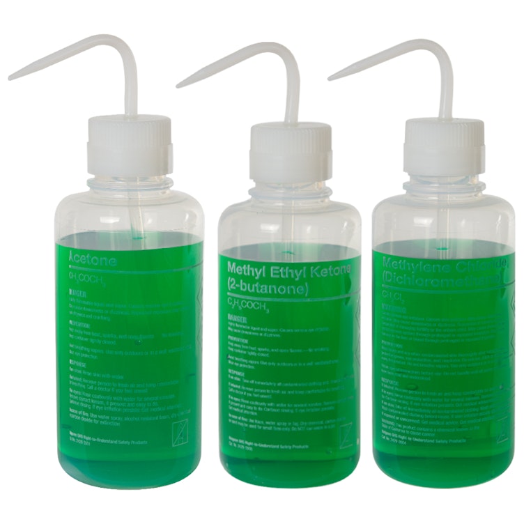 Thermo Scientific™ Nalgene™ Right-to-Understand FEP Safety Wash Bottles with GHS Labeling for Harsh Chemicals