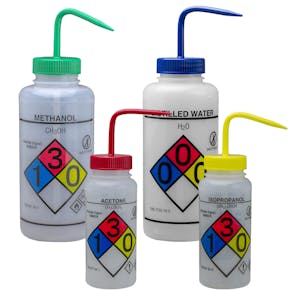 GHS Labeled Right-to-Know, Safety-Vented Wash Bottles
