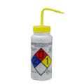 500mL Bleach GHS Labeled Right-to-Know, Vented Wash Bottle with Yellow Dispensing Nozzle