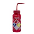 500mL Toluene GHS Labeled Right-to-Know, Non-Vented Wash Bottle with Red Dispensing Nozzle