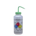 1000mL Methanol GHS Labeled Right-to-Know, Vented Wash Bottle with Green Dispensing Nozzle