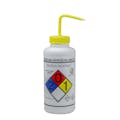 1000mL Bleach GHS Labeled Right-to-Know, Vented Wash Bottle with Yellow Dispensing Nozzle