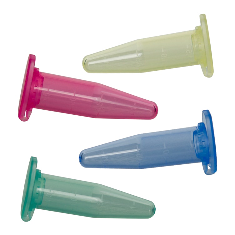 2mL Multi-Color Polypropylene Microcentrifuge Tubes with Snap Caps - Case of 500