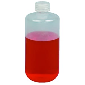 1000mL Narrow Mouth Natural Polypropylene Reagent Bottles with 38/430 Caps - Pack of 6