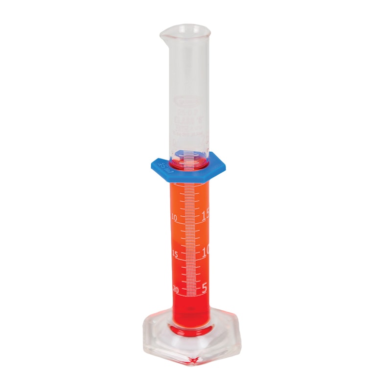 25mL Glass Cylinder with Hex Base & Double Metric Scale