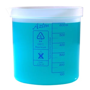 600mL Azlon® Polypropylene Square Ratio Beakers
