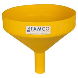 10" Top Diameter Yellow Tamco® Funnel with 1-1/2" OD Spout