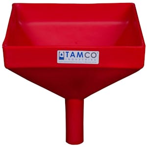 10" Square Red Tamco® Funnel with 1-1/2" OD Spout