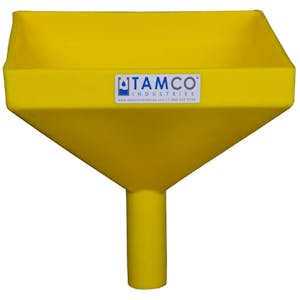 10" Square Yellow Tamco® Funnel with 1-1/2" OD Spout