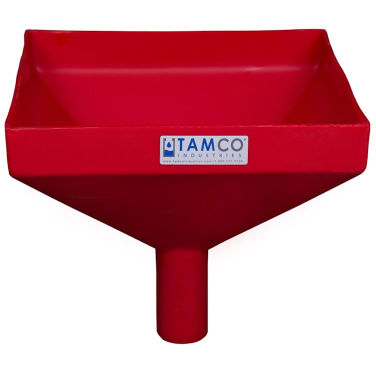 12" Square Red Tamco® Funnel with 2" OD Spout