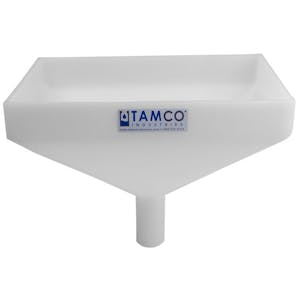 12" x 8" Rectangular Natural Tamco® Funnel with 1-1/2" OD Center Spout