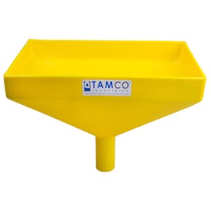 12" x 8" Rectangular Yellow Tamco® Funnel with 1-1/2" OD Center Spout