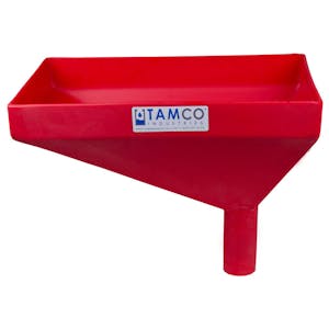 16" x 10" Rectangular Red Tamco® Funnel with 2" OD Offset Spout