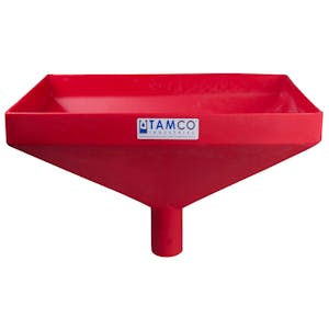 20" x 13" Rectangular Red Tamco® Funnel with 2-1/2" OD Center Spout