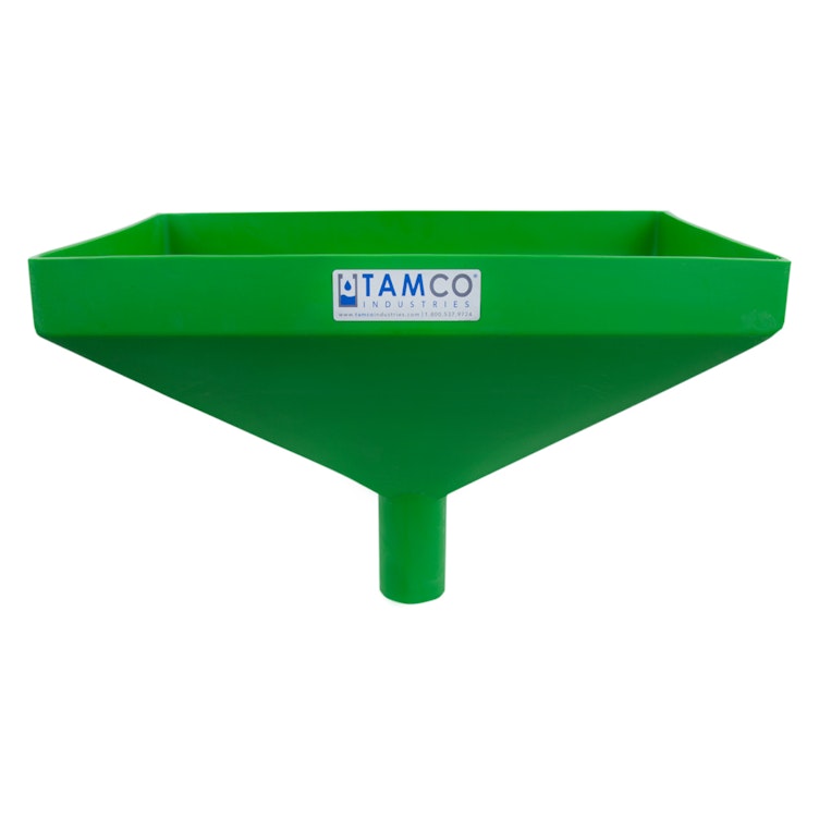 20" x 13" Rectangular Green Tamco® Funnel with 2-1/2" OD Center Spout
