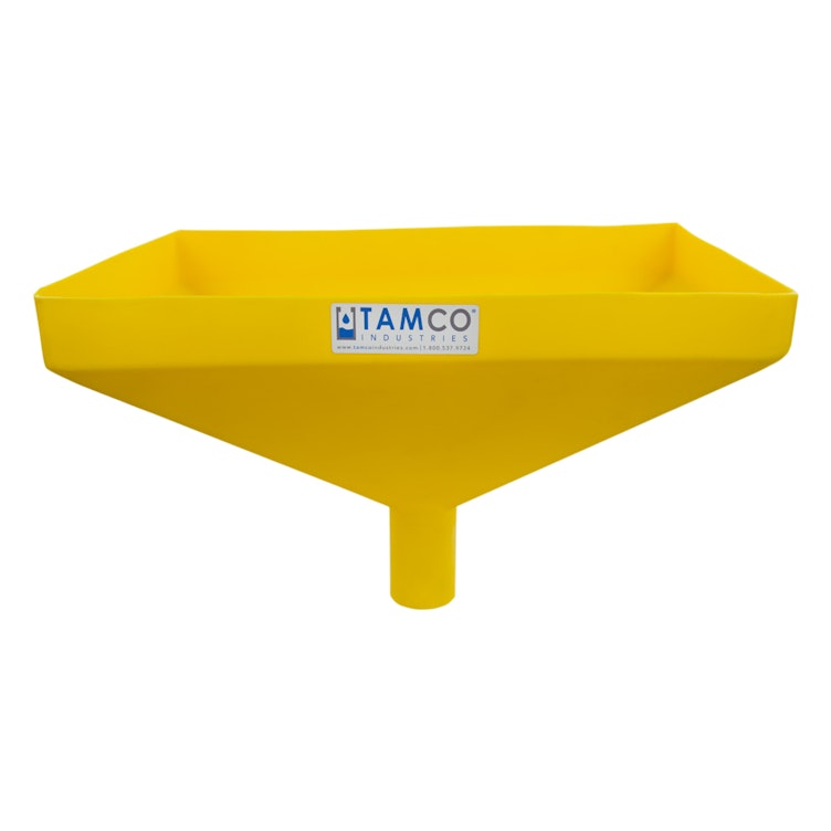 20" x 13" Rectangular Yellow Tamco® Funnel with 2-1/2" OD Center Spout