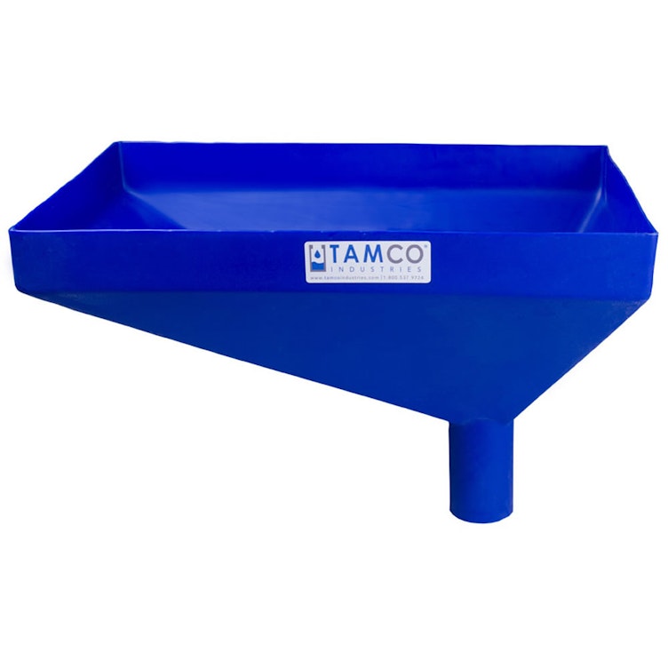 20" x 13" Rectangular Blue Tamco® Funnel with 2-1/2" OD Offset Spout