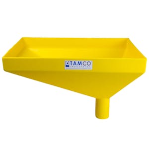 20" x 13" Rectangular Yellow Tamco® Funnel with 2-1/2" OD Offset Spout