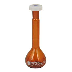 25mL Amber Volumetric Flask with 10/19 Stopper