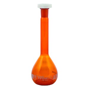 100mL Amber Volumetric Flask with 14/23 Stopper