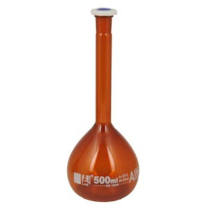 500mL Amber Volumetric Flask with 19/26 Stopper