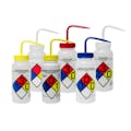 500mL (16 oz.) Scienceware® Dichloromethane Wide Mouth Safety-Labeled Wash Bottles with Yellow Dispensing Nozzle