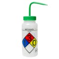 500mL (16 oz.) Scienceware® Methanol Wide Mouth Safety-Labeled Wash Bottle with Green Dispensing Nozzle