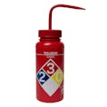 500mL (16 oz.) Scienceware® Toluene Wide Mouth Safety-Labeled Wash Bottle with Red Dispensing Nozzle