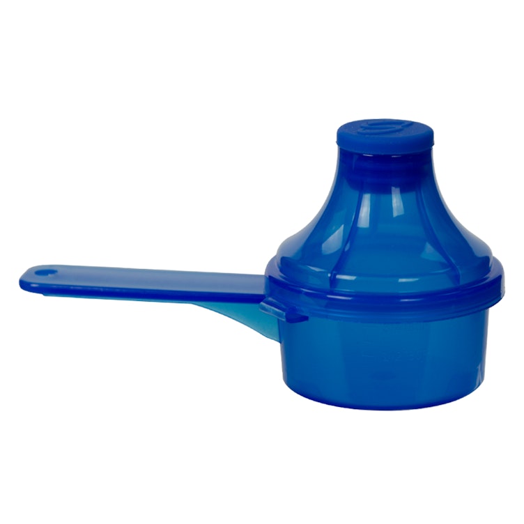15cc Blue Polypropylene Scoop with Attached Funnel & Cap