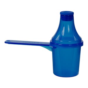 30cc Blue Polypropylene Scoop with Attached Funnel & Cap